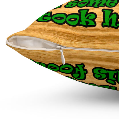turtle race - Spun Polyester Square Pillow - (butterscotch wood finish)