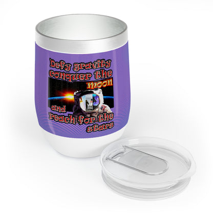 defy conquer reach - Chill Wine Tumbler (light blue-purple wave)