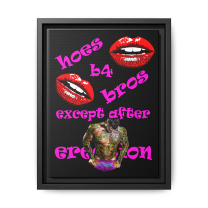 hoes b4 bros - framed canvas art (black)