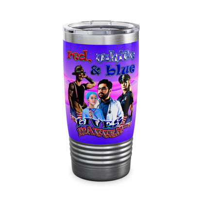 rw&b lives matter - Ringneck Tumbler, 20oz (purple-pink wave)