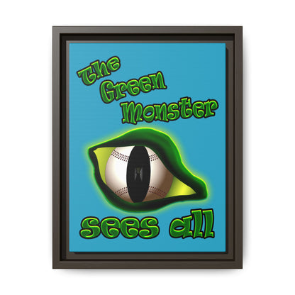 green monster - framed canvas art (turquoise)