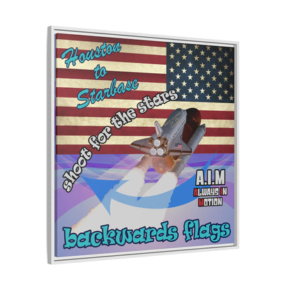 shoot for the stars - framed canvas art (light blue-pink wave)