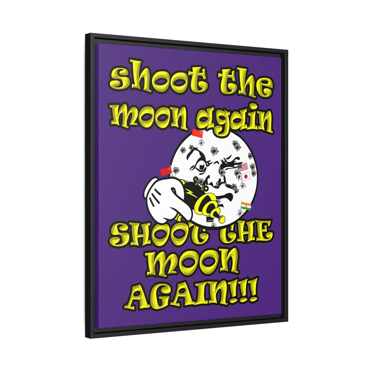 shoot the moon again - framed canvas art (purple)