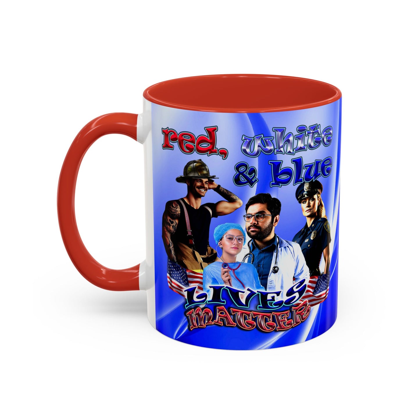 rw&b lives matter - Accent Mug (blue-white wave)