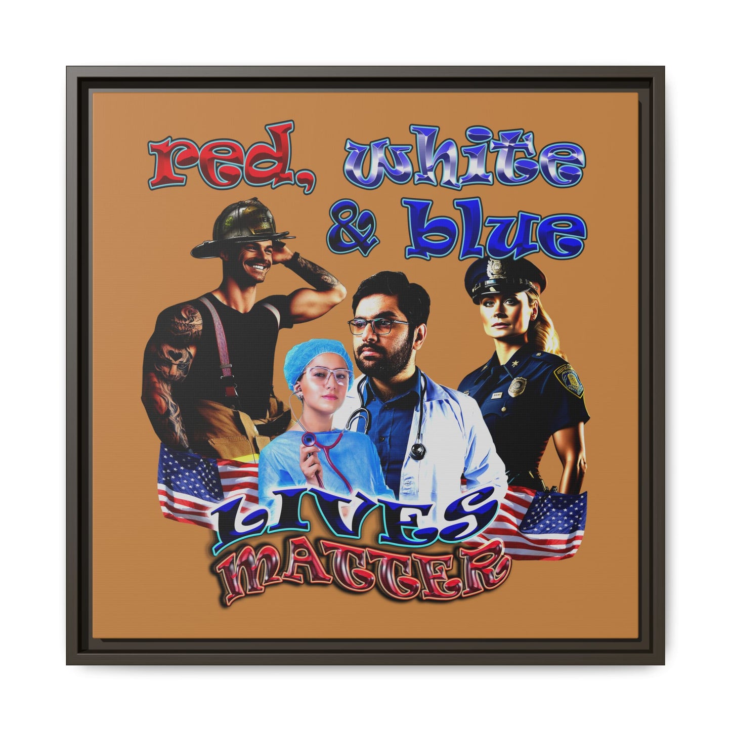 rw&b lives matter - framed canvas art (light brown)
