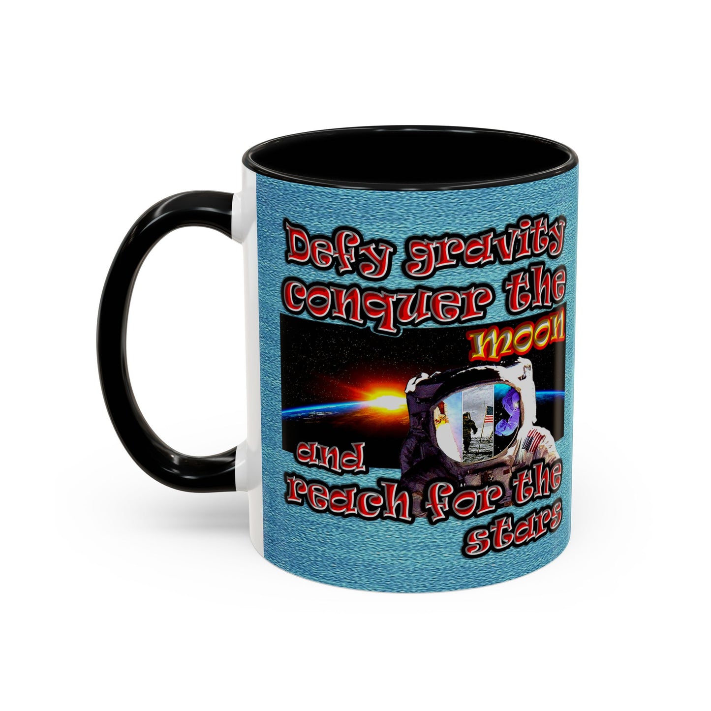 defy conquer reach - Accent Mug (faded blue)