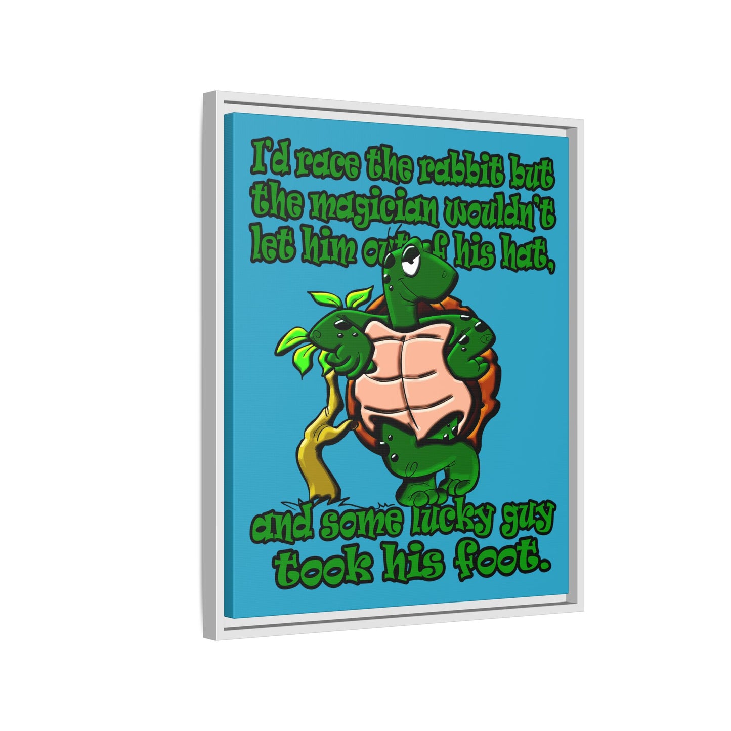turtle race - framed canvas art (turquoise)
