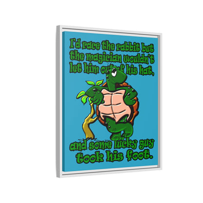 turtle race - framed canvas art (turquoise)