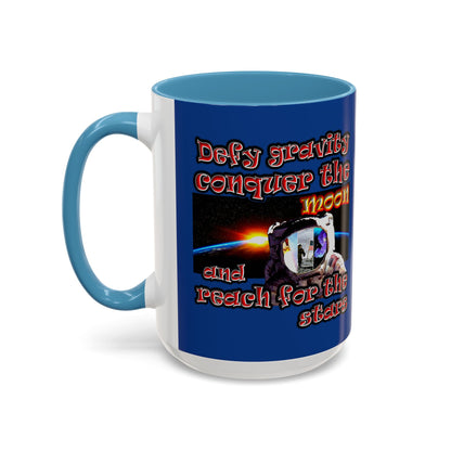 defy conquer reach - Accent Mug (dark blue)