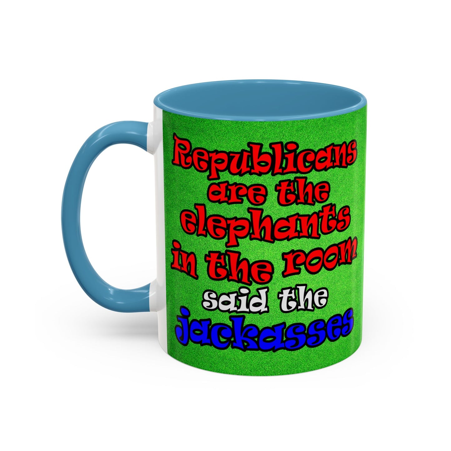 donkeys and elephants - Accent Mug (green turf)