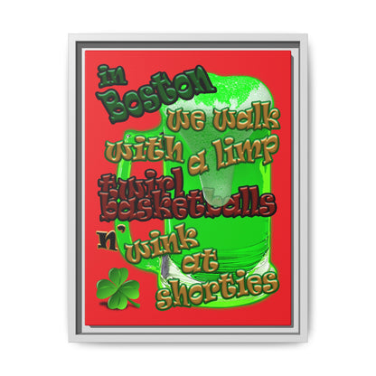 celtics logo - framed canvas art (red)