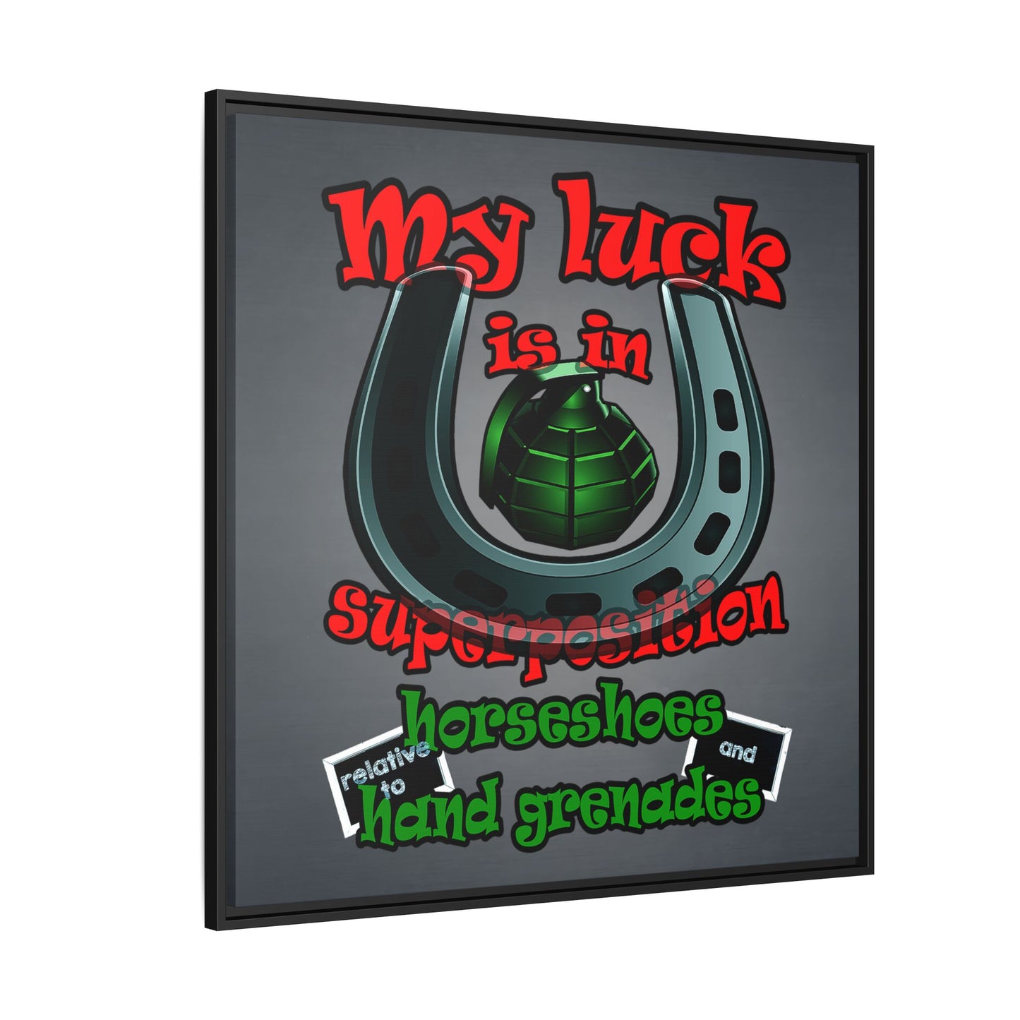 my luck - framed canvas art (grey-light grey)