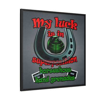my luck - framed canvas art (grey-light grey)