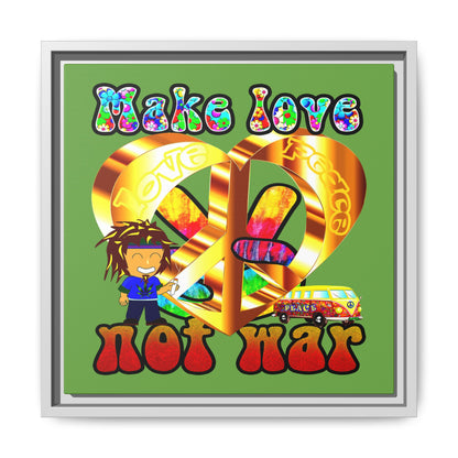 love peace - framed canvas art (green)