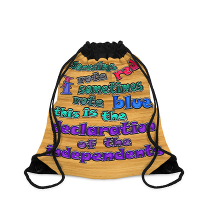 declaration of the independents - Drawstring Bag (butterscotch wood finish)