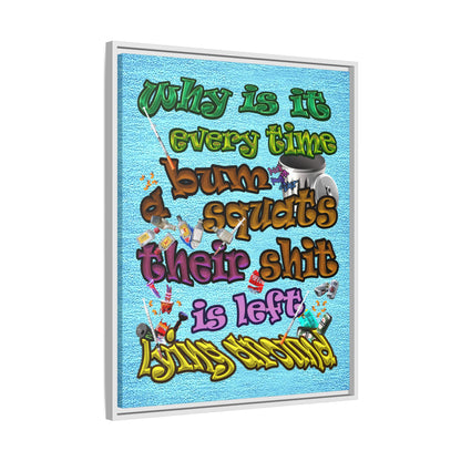 the bum's shit - framed canvas art (faded blue)