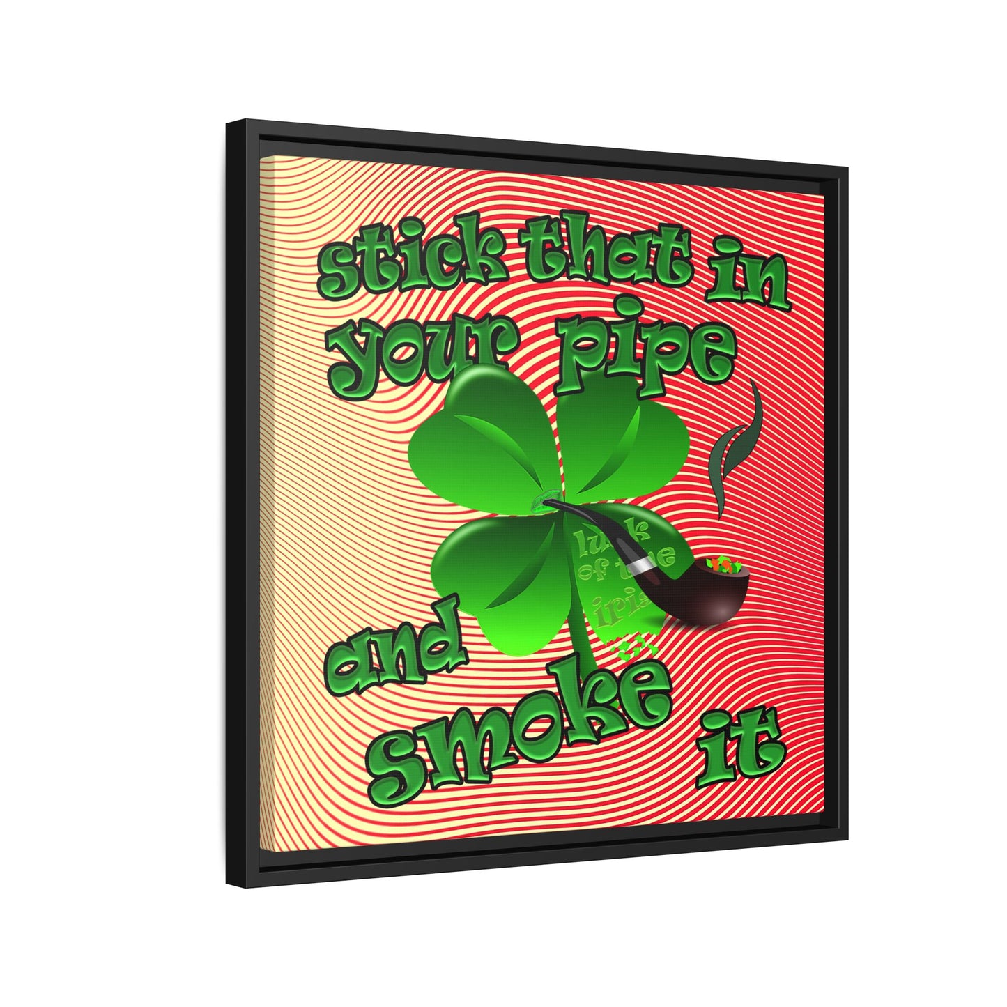 stick that in your pipe and smoke it - framed canvas art (yellow-orange wave)