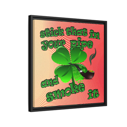stick that in your pipe and smoke it - framed canvas art (yellow-orange wave)
