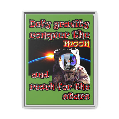 defy conquer reach - framed canvas art (green)