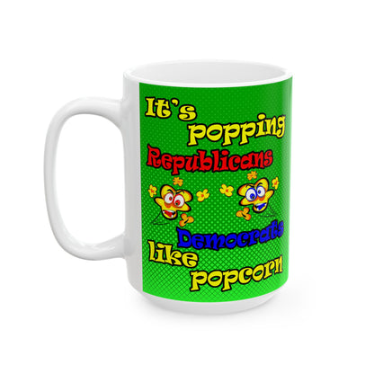 popping like popcorn - White Mug (logo green)