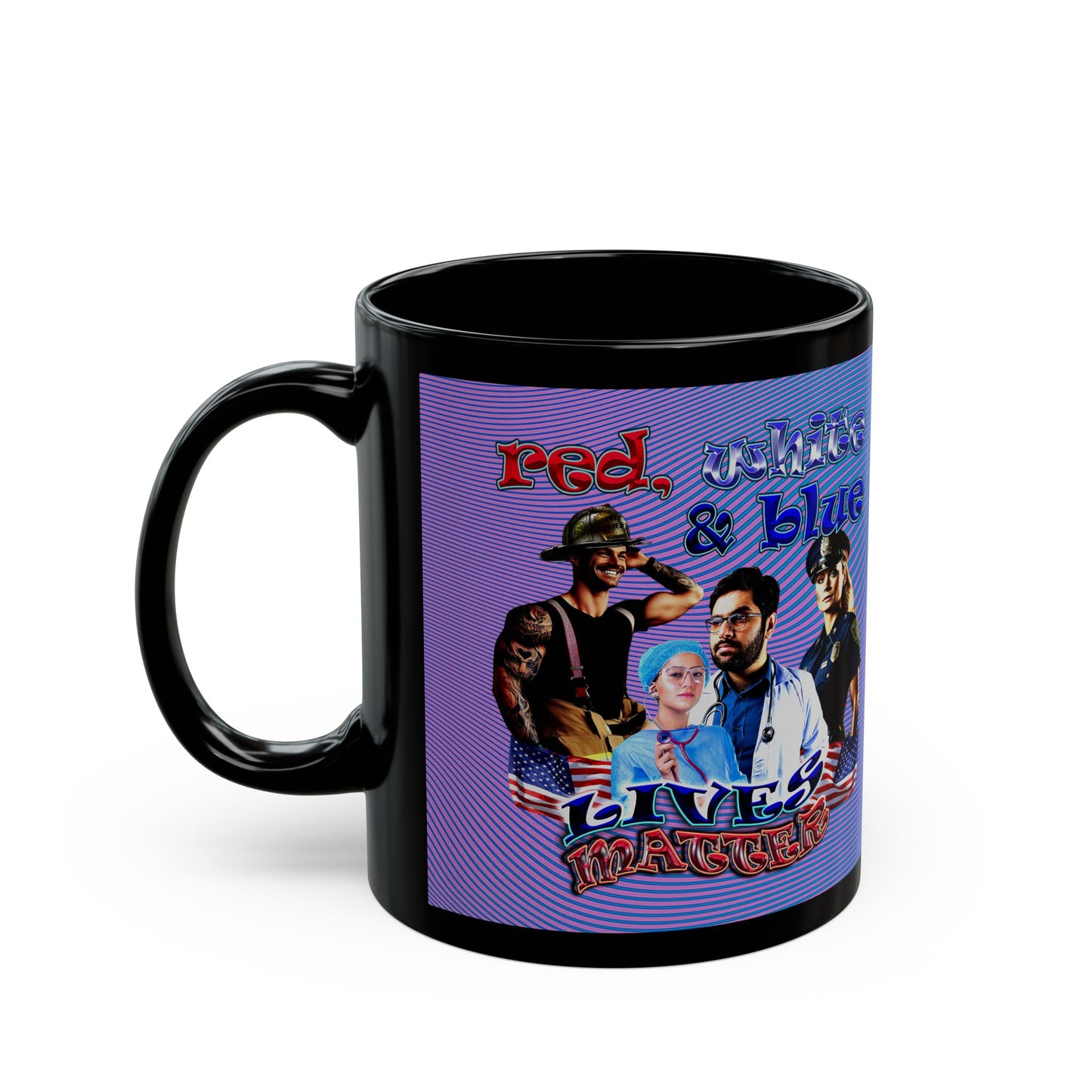 rw&b lives matter - Black Mug (light blue-purple wave)