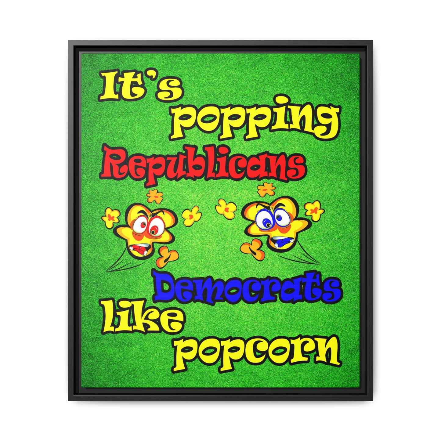 popping like popcorn - framed canvas art (green turf)