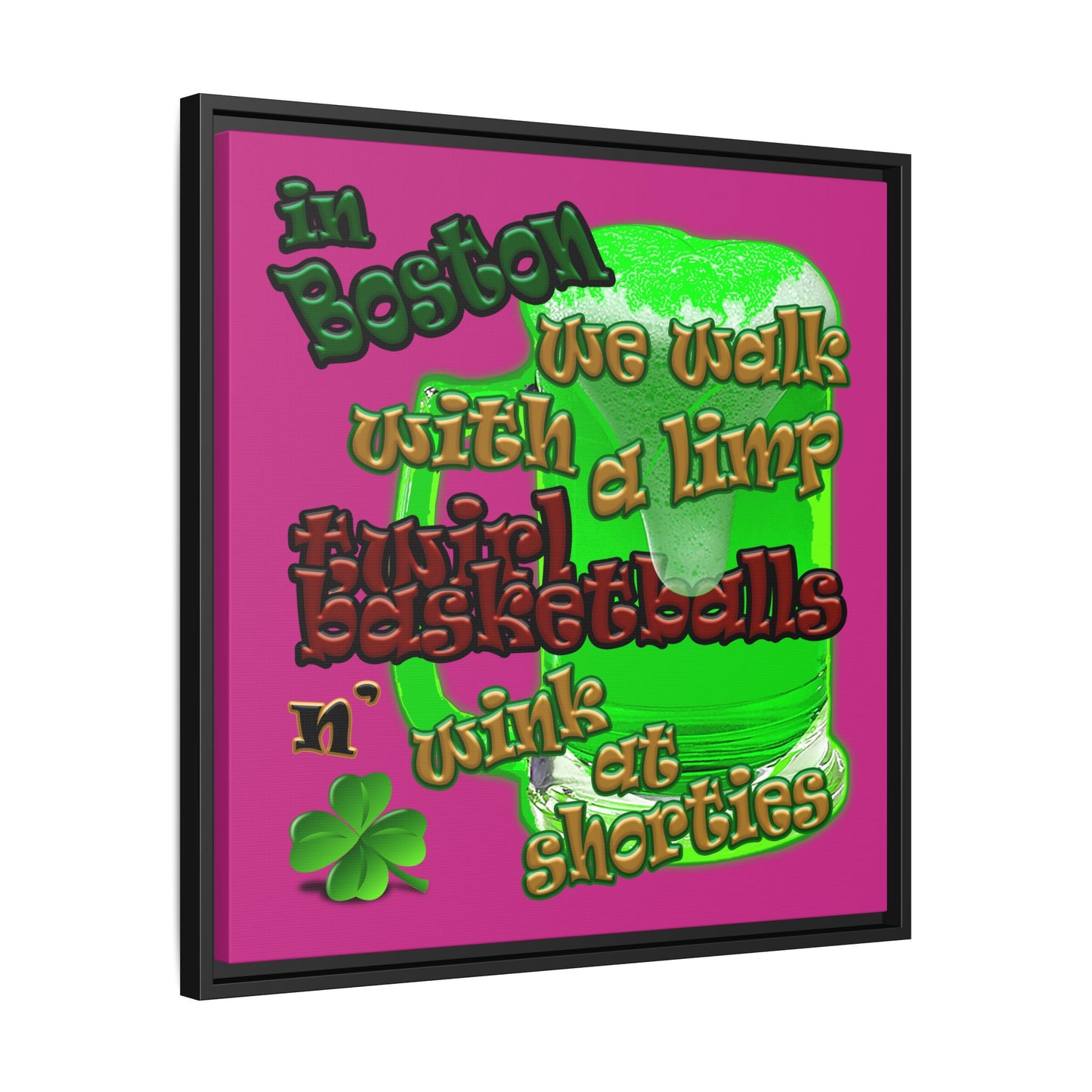 celtics logo - framed canvas art (pink)
