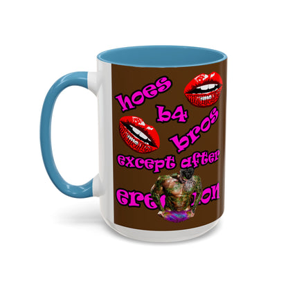 hoes b4 bros - Accent Mug (brown)