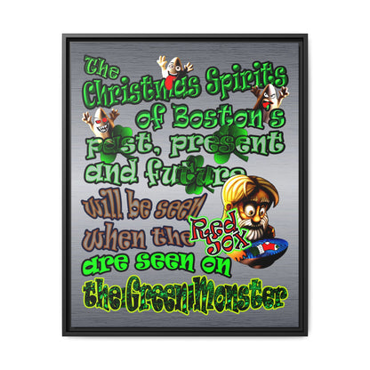 christmas spirits of boston - framed canvas art (brushed nickel)