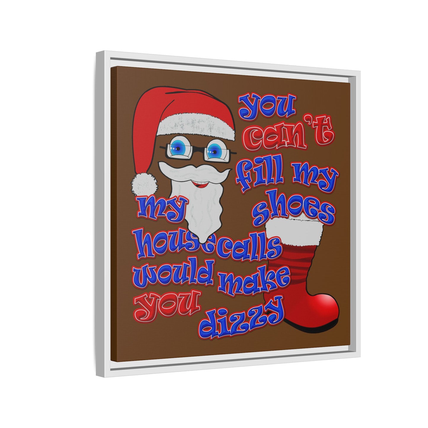 santa's shoes - framed canvas art (brown)