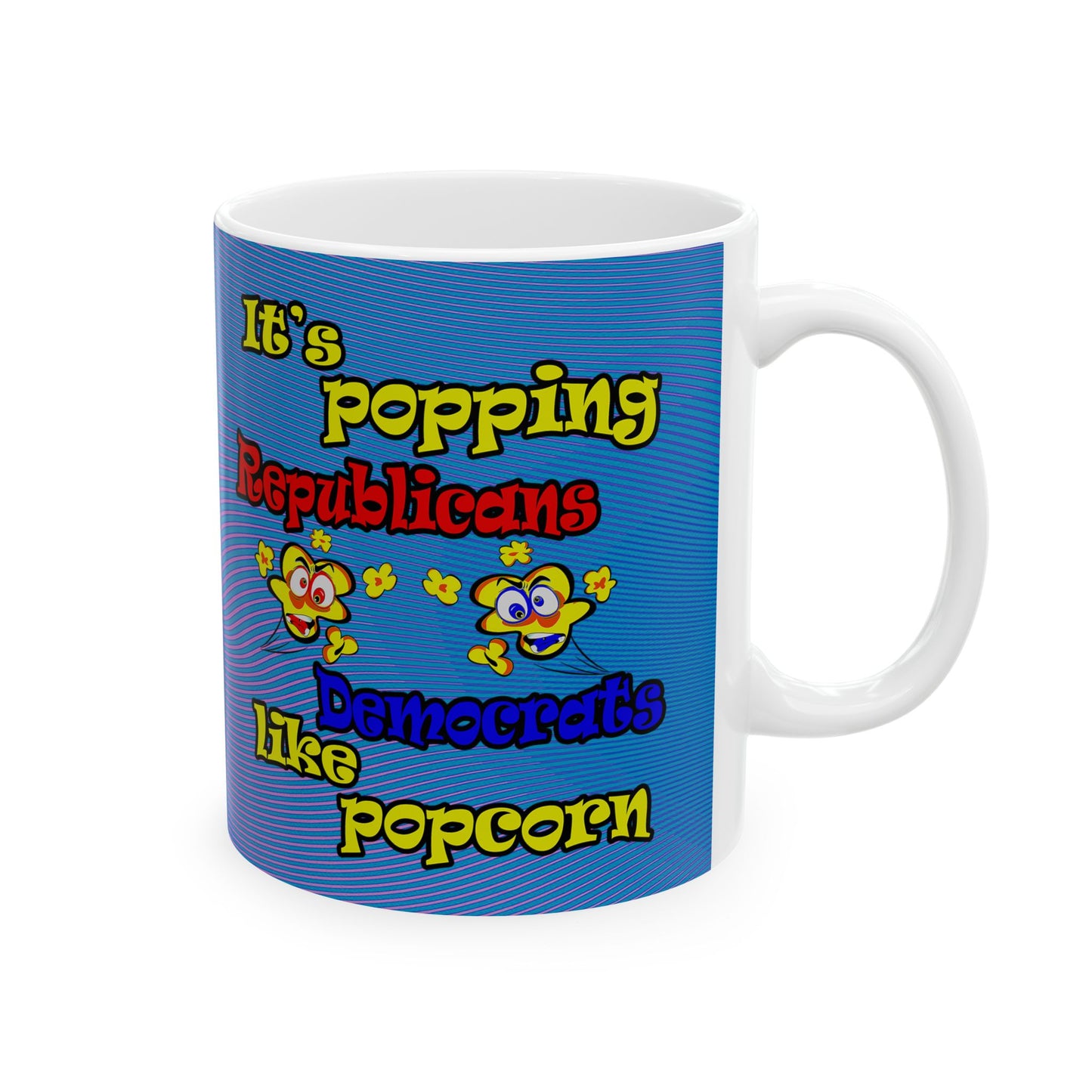 popping like popcorn - White Mug (light blue-purple wave)