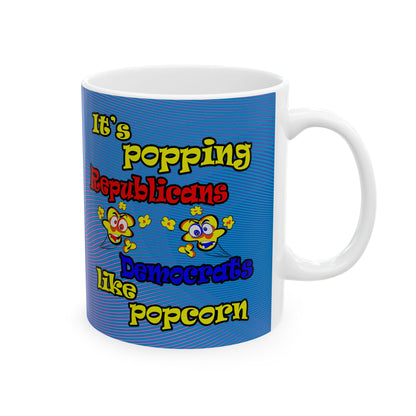 popping like popcorn - White Mug (light blue-purple wave)