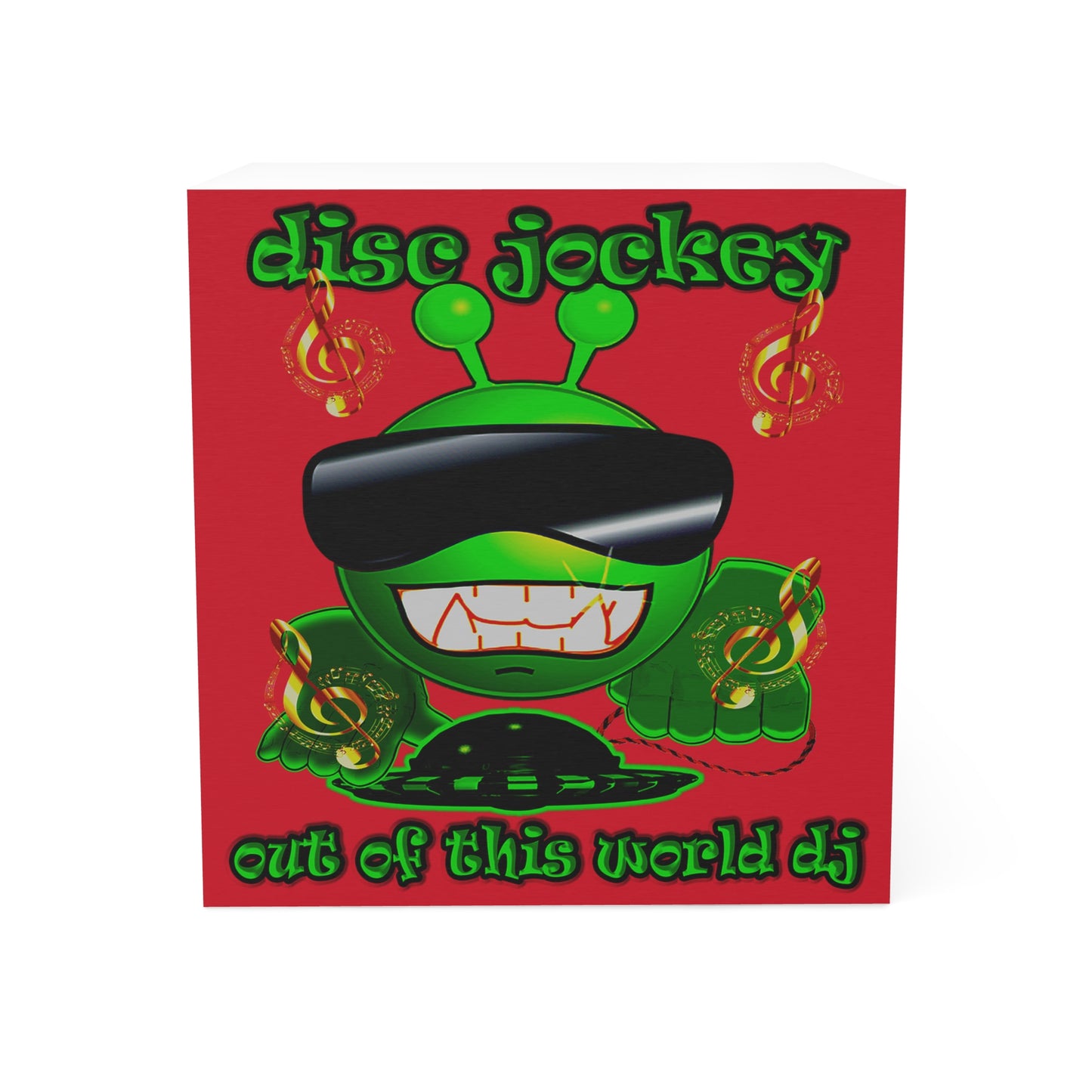 disc jockey - note cube (dark red)