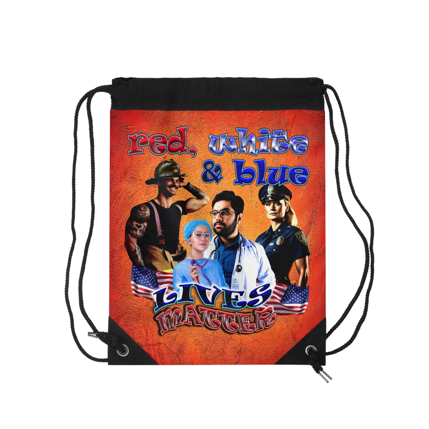 rw&b lives matter - Drawstring Bag (burnt orange)