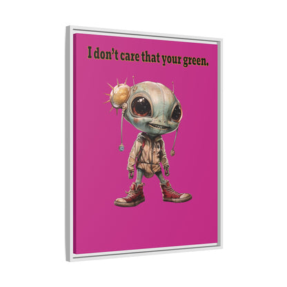 I don't care that your green - framed canvas art (pink)