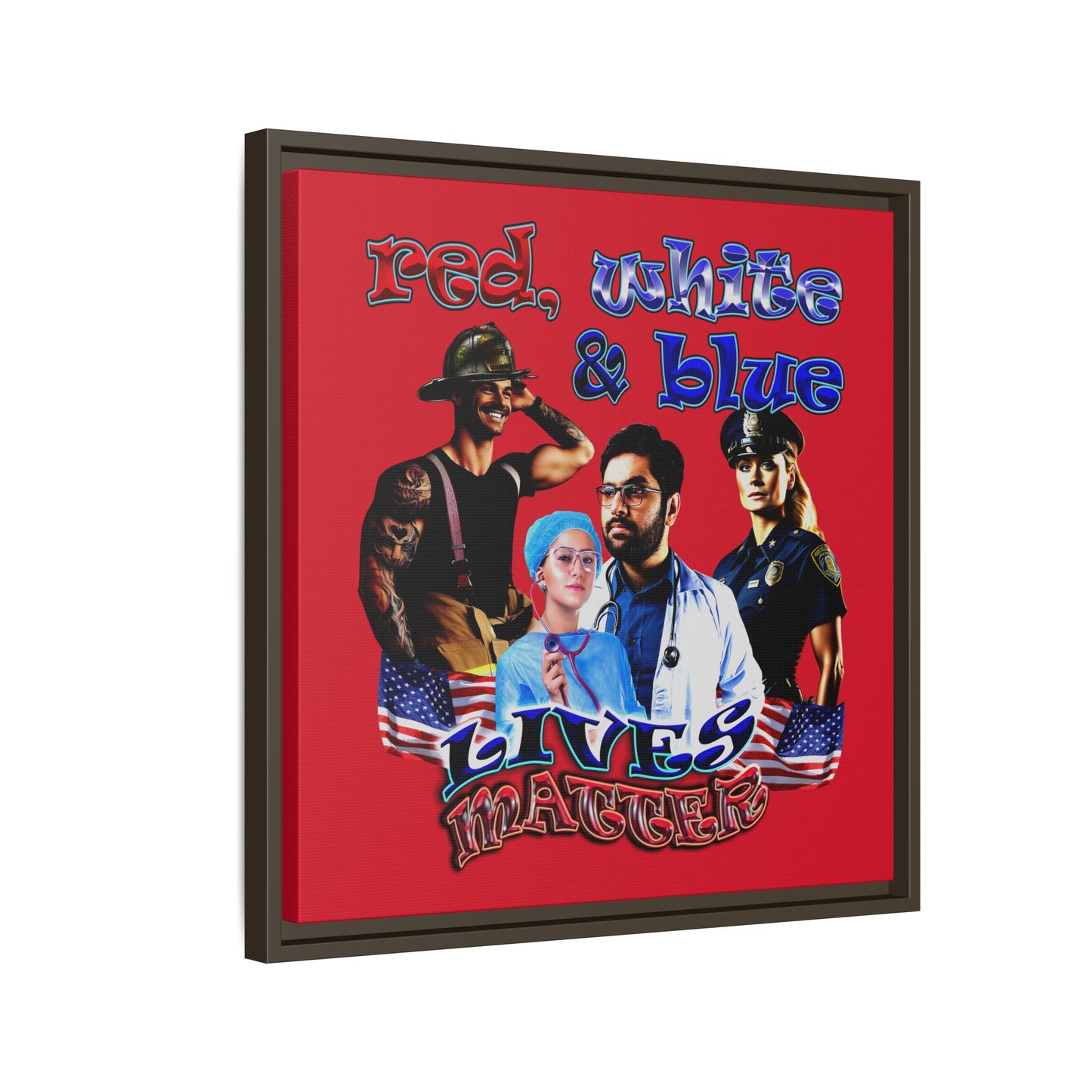 rw&b lives matter - framed canvas art (dark red)