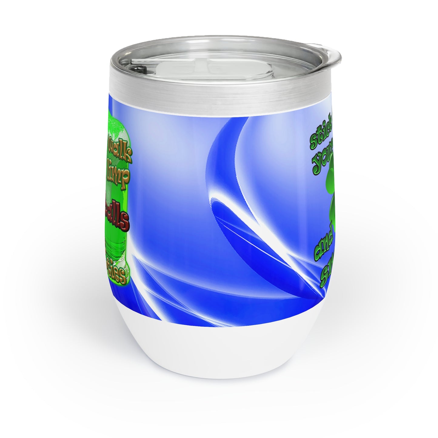 celtics logo - Chill Wine Tumbler (blue-white wave)