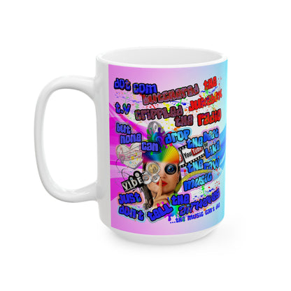 drop the beat - White Mug (light blue-pink wave)