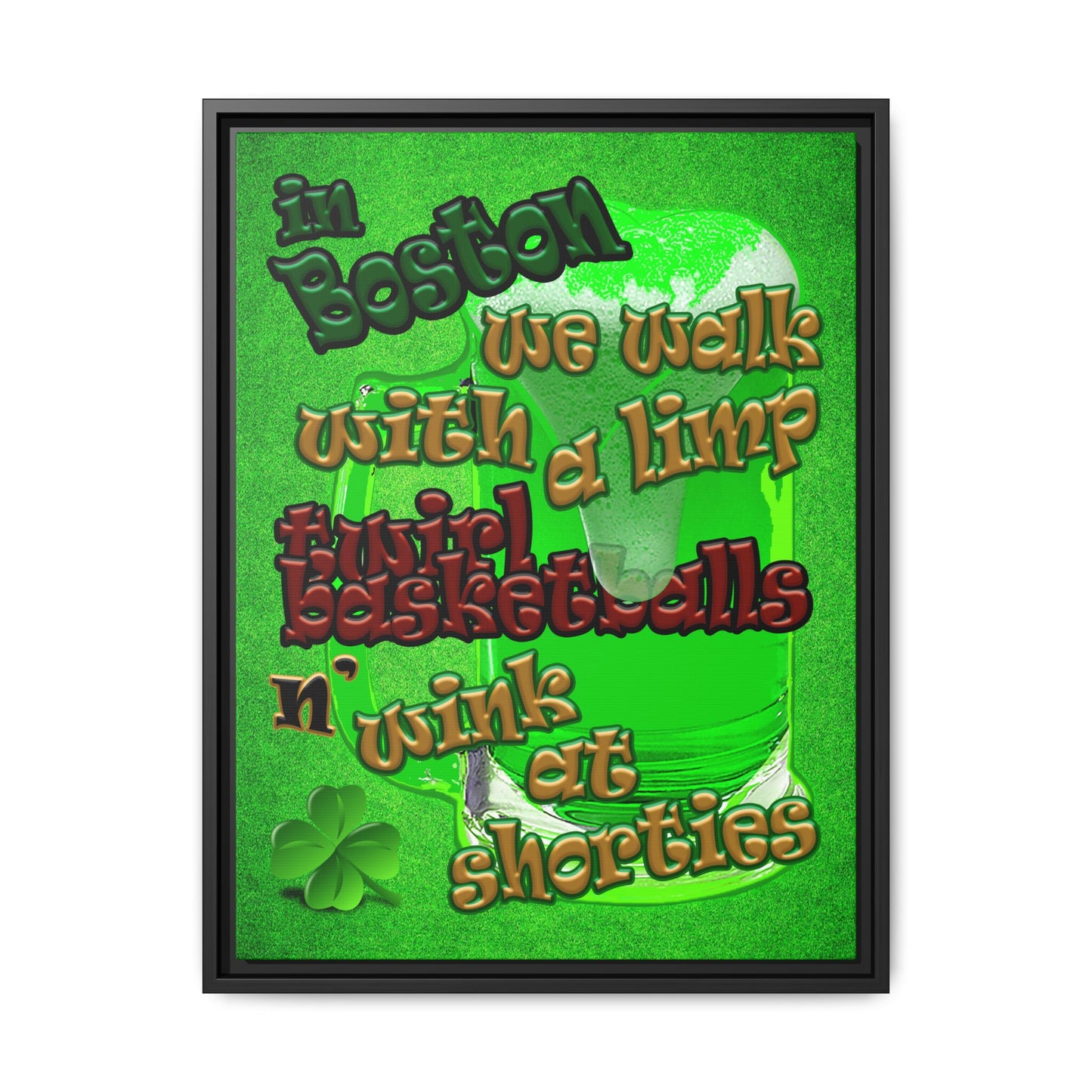 celtics logo - framed canvas art (green turf)