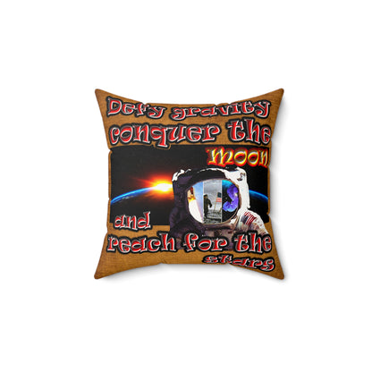 defy conquer reach - Faux Suede Square Pillow - (dichromatic brown papyrus)