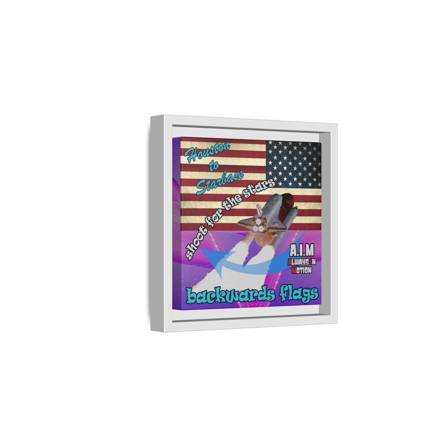shoot for the stars - framed canvas art (purple-pink wave)