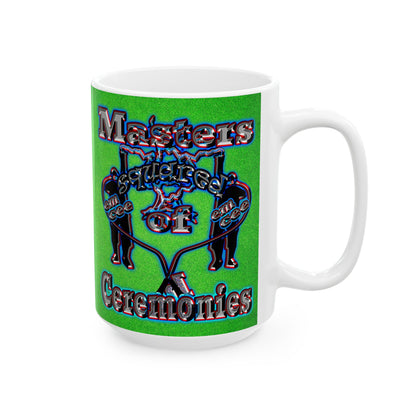em cee squared - White Mug (green turf)