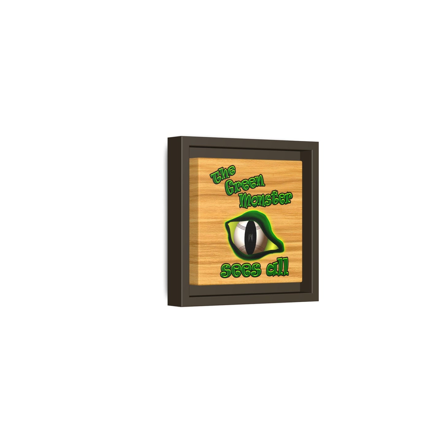 green monster - framed canvas art (butterscotch wood finish)