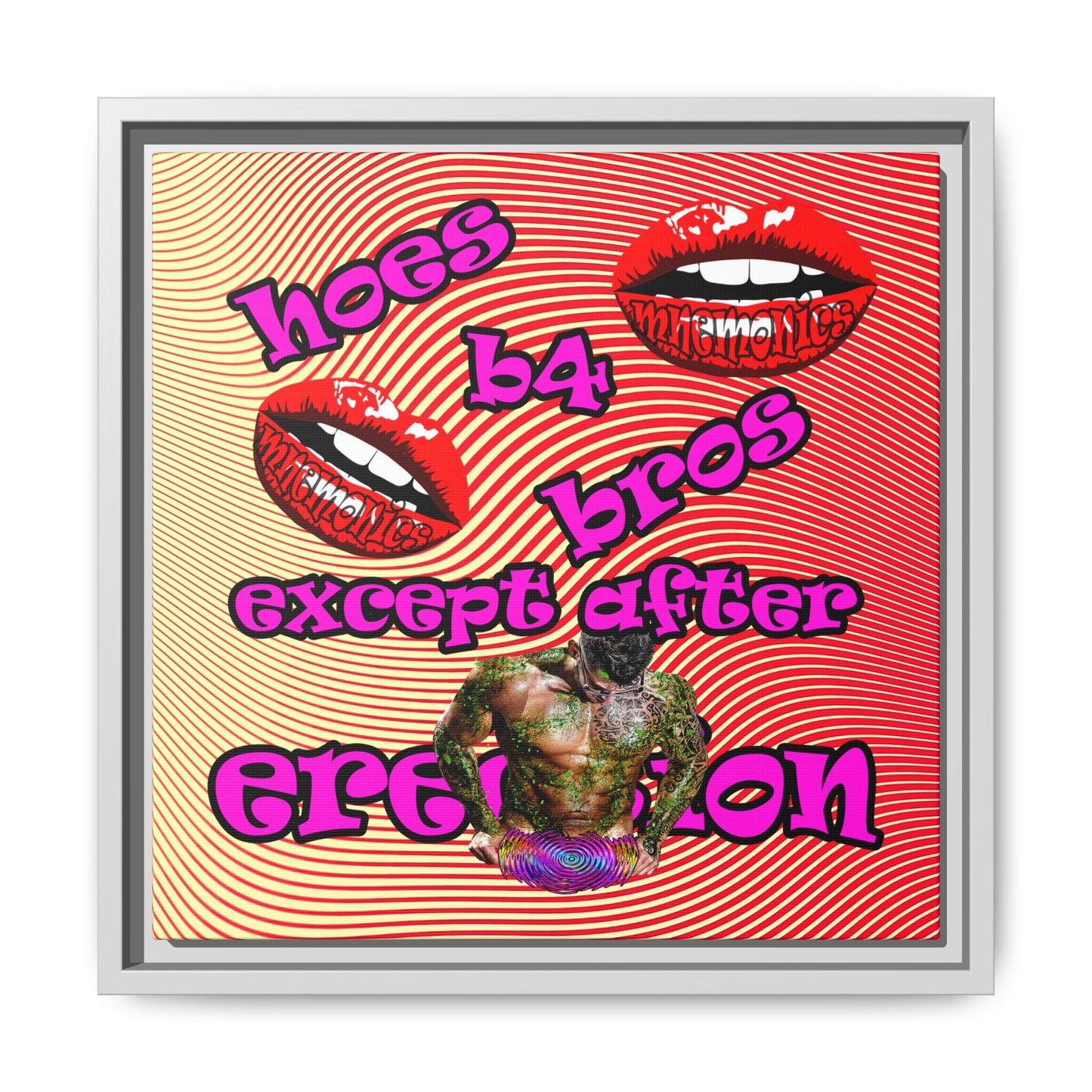 hoes b4 bros - framed canvas art (yellow-orange wave)