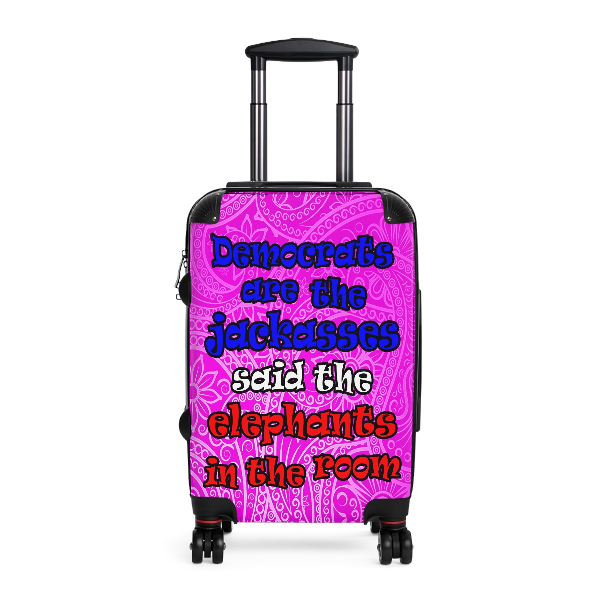 donkeys and elephants - Suitcase (pink swirl)