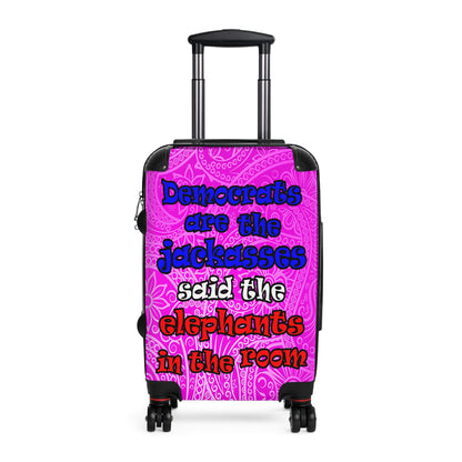 donkeys and elephants - Suitcase (pink swirl)