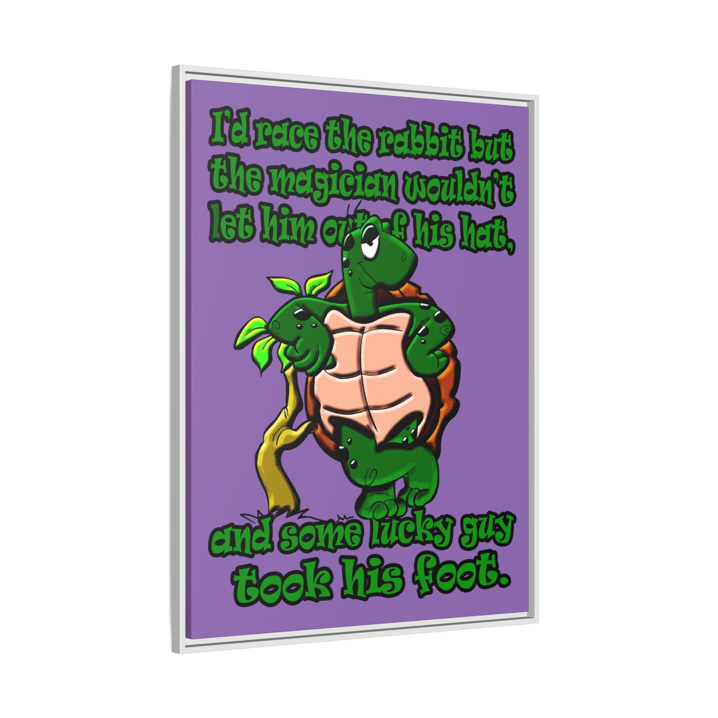 turtle race - framed canvas art (light purple)