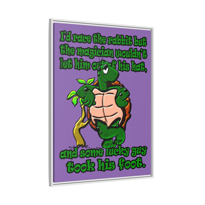 turtle race - framed canvas art (light purple)