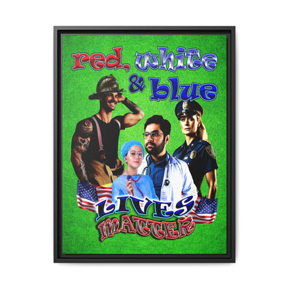 rw&b lives matter - framed canvas art (green turf)