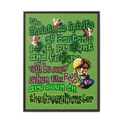 christmas spirits of boston - framed canvas art (green)